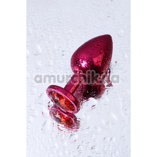 Анальная пробка с красным кристаллом Toyfa Metal 717008-99, розовая
