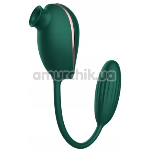 Симулятор орального секса для женщин с виброяйцом Boss Series Leiothrix, зеленый