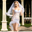 Костюм нареченої JSY Sexy Lingerie, білий: сукня + фата + рукавички - Фото №4