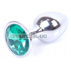 Анальная пробка с зеленым кристаллом Exclusivity Jewellery Silver Plug, серебряная - Фото №1