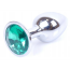 Анальная пробка с зеленым кристаллом Exclusivity Jewellery Silver Plug, серебряная - Фото №1