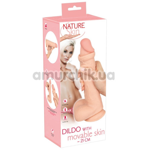 Фаллоимитатор Nature Skin Dildo With Movable Skin 25 см, телесный
