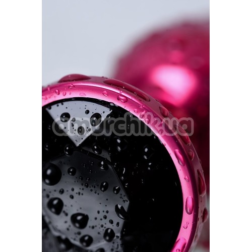 Анальная пробка с черным кристаллом Toyfa Metal 717007-95, розовая