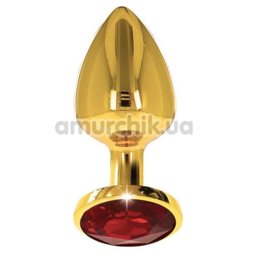 Анальная пробка с красным кристаллом Taboom Bondage In Luxury Butt Plug Diamond Jewel Small, золотая