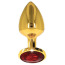 Анальна пробка з червоним кристалом Taboom Bondage In Luxury Butt Plug Diamond Jewel Small, золота - Фото №2