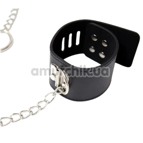 Бондажний набір DS Fetish Neck Collar With Restraints And Chain, чорний