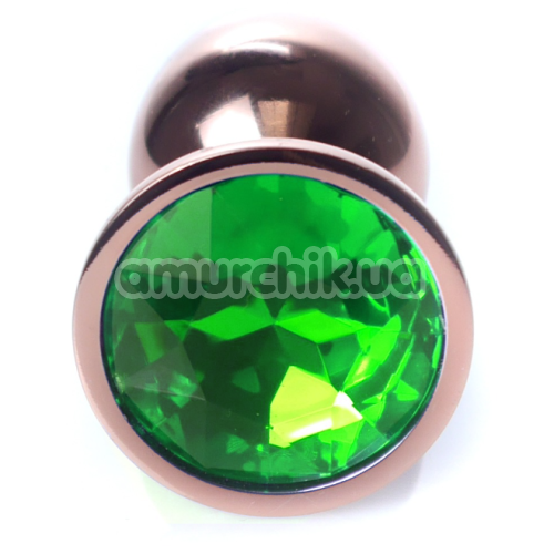 Анальная пробка с зеленым кристаллом Exclusivity Jewellery Green Gold Plug, золотая