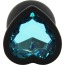 Анальна пробка з блакитним кристалом Silicone Jewelled Butt Plug Heart Small, чорна - Фото №3