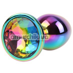 Анальная пробка с радужным кристаллом Matrix Mont Rainbow Gem Metal Plug S, радужная - Фото №1