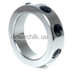 Ерекційне кільце з чорними кристалами Boss Series Metal Ring Diamonds Medium, срібне - Фото №1