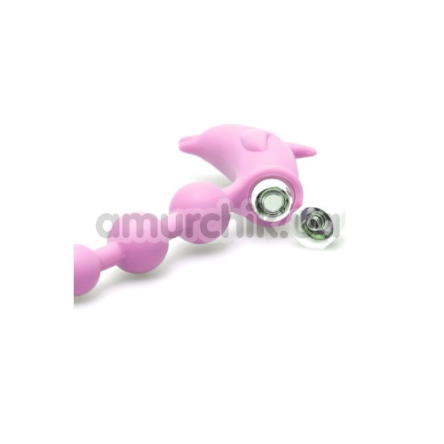 Анальная цепочка с вибрацией Cheerful Bead Dolphin, розовая