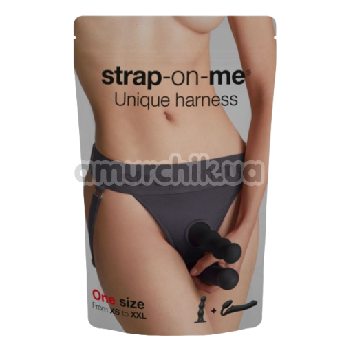 Трусики для страпона Strap-On-Me Unique Harness, сірі