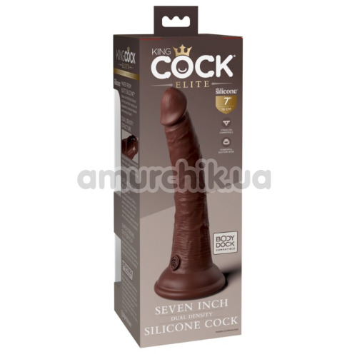 Фаллоимитатор King Cock Elite 7 Dual Density Silicone Cock, коричневый
