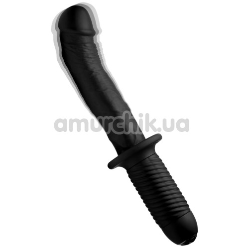 Анальний вібратор Ass Thumpers The Large Realistic 10X Silicone Vibrator With Handle, чорний