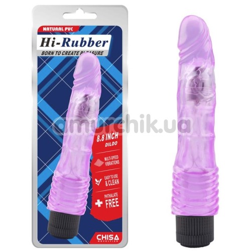 Вибратор Hi-Rubber 8.8 Inch Dildo с контурной головкой, фиолетовый