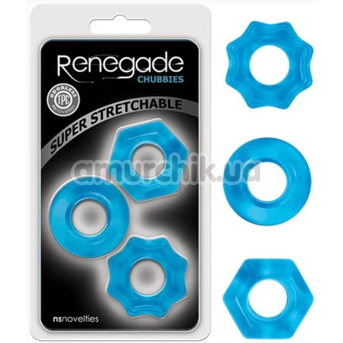 Набор из 3 эрекционных колец Renegade Chubbies Super Stretchable Rings, голубой