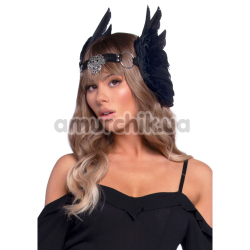 Повязка на голову с крыльями Leg Avenue Feather Headband, черная - Фото №1