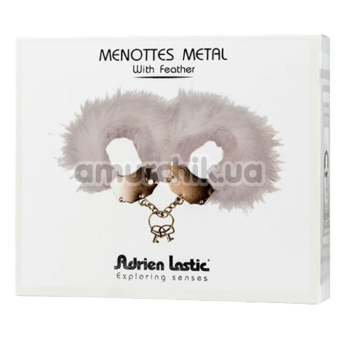Наручники Adrien Lastic Menottes Metal Handcuffs With Feather, белые