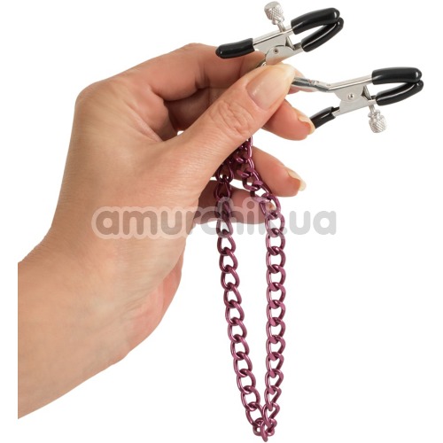 Зажимы для сосков Nipple Chain с фиолетовой цепочкой