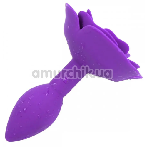 Анальная пробка с розой Loveshop Silicone Anal Plug, фиолетовая