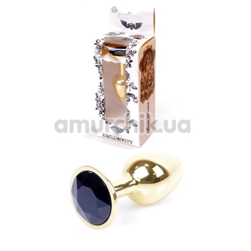 Анальная пробка с черным кристаллом Exclusivity Jewellery Gold Plug, золотая