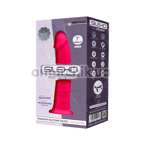 Вибратор SilexD Premium Silicone Dildo Model 2 Size 7, розовый