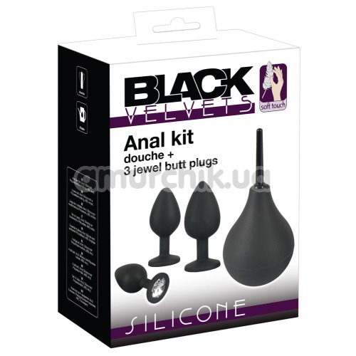 Набор из 4 предметов Black Velvets Anal Kit Jewel, черный