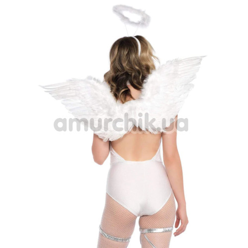 Комплект аксесуарів ангела Leg Avenue Feather Angel Wings & Halo Accessory Kit білий: крила + німб