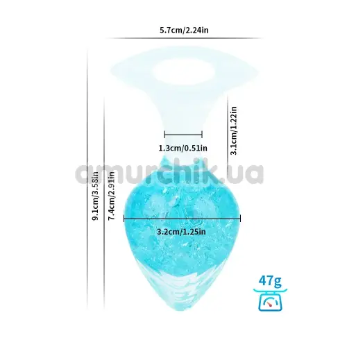 Анальна пробка Liebe Seele Crystal Heart-Shaped Anal Plug Small, блакитна