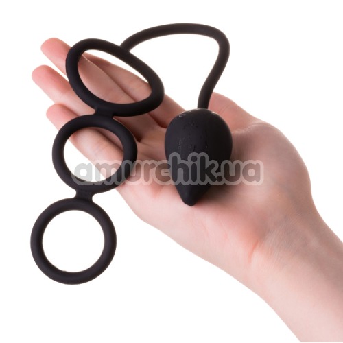 Анальная пробка с эрекционным кольцом Erotist Drop S-Size Anal Plug, черная