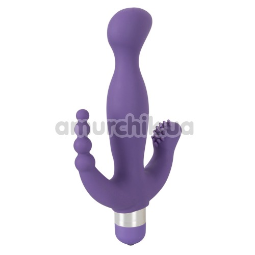 Анально-вагинально-клиторальный вибратор 3 Pointer, фиолетовый