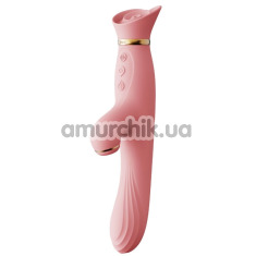 Вибратор с вакуумным стимулятором и подогревом Zalo Rose Rabbit Vibrator, розовый - Фото №1