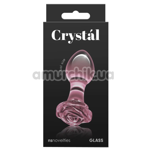 Анальная пробка Crystal Glass Rose, розовая