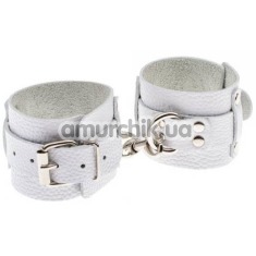Фіксатори для рук Leather Dominant Hand Cuffs, білі - Фото №1