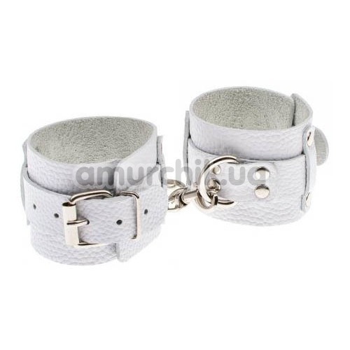 Фіксатори для рук Leather Dominant Hand Cuffs, білі - Фото №1