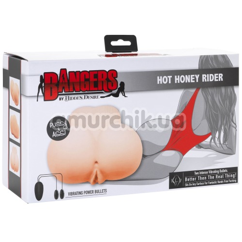 Искусственная вагина и анус с вибрацией Bangers Hot Honey Rider, телесная