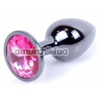Анальна пробка із рожевим кристалом Exclusivity Jewellery Dark Silver Plug, срібна - Фото №1