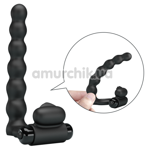 Виброкольцо с анальным стимулятором Pretty Love Hercules Penis Sheath III, черное