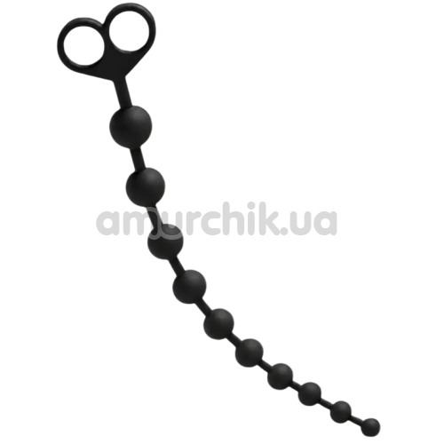 Анальная цепочка Alume Silicone Anal Bead Chain With Double Ring, черная