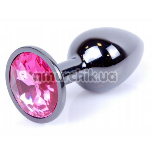 Анальная пробка с розовым кристаллом Exclusivity Jewellery Dark Silver Plug, серебряная - Фото №1