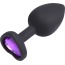 Анальная пробка с фиолетовым кристаллом Silicone Jewelled Butt Plug Heart Small, черная - Фото №5