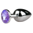 Анальная пробка с фиолетовым кристаллом Loveshop Seamless Butt Plug L, серебряная - Фото №1