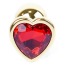 Анальная пробка с красным кристаллом Exclusivity Jewellery Gold Heart Plug, золотая - Фото №2