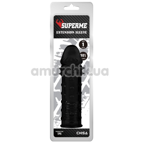 Насадка на пеніс Superme Extension Sleeve, чорна