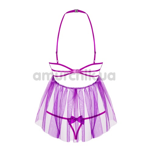 Комплект Obsessive Delishya фиолетовый: пеньюар + трусики-стринги