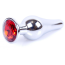 Анальна пробка з червоним кристалом Exclusivity Jewellery Silver Plug Long, срібна - Фото №1