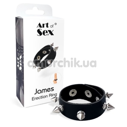 Эрекционное кольцо с шипами Art of Sex James Erection Ring, черное