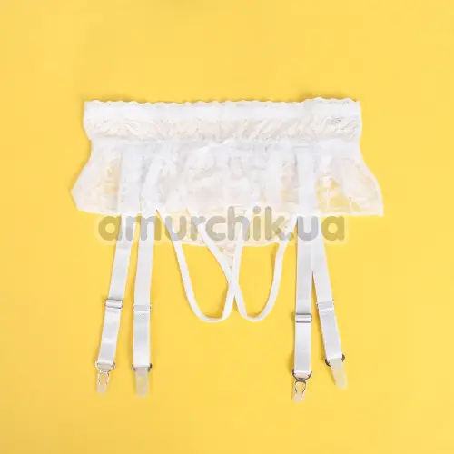 Комплект Star Night Lace Flower Set, белый: пояс для чулок + трусики