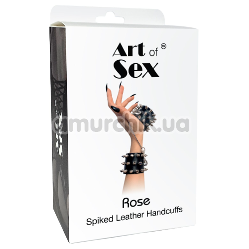 Наручники Art of Sex Rose Spiked Leather Handcuffs, черные