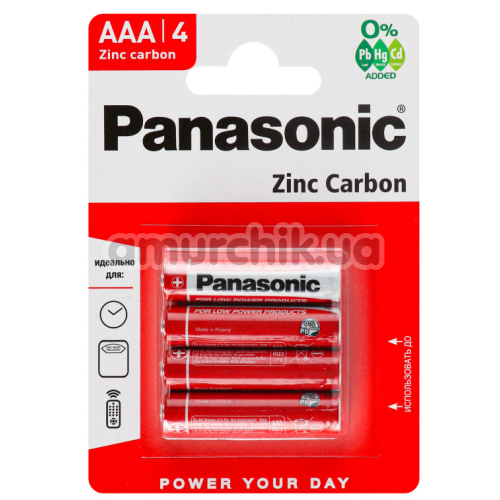 Батарейки Panasonic Zinc Carbon ААA, 4 шт
